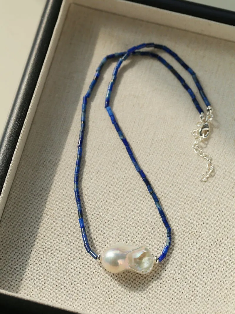 Lapis Lazuli Baroque Pearl Necklace