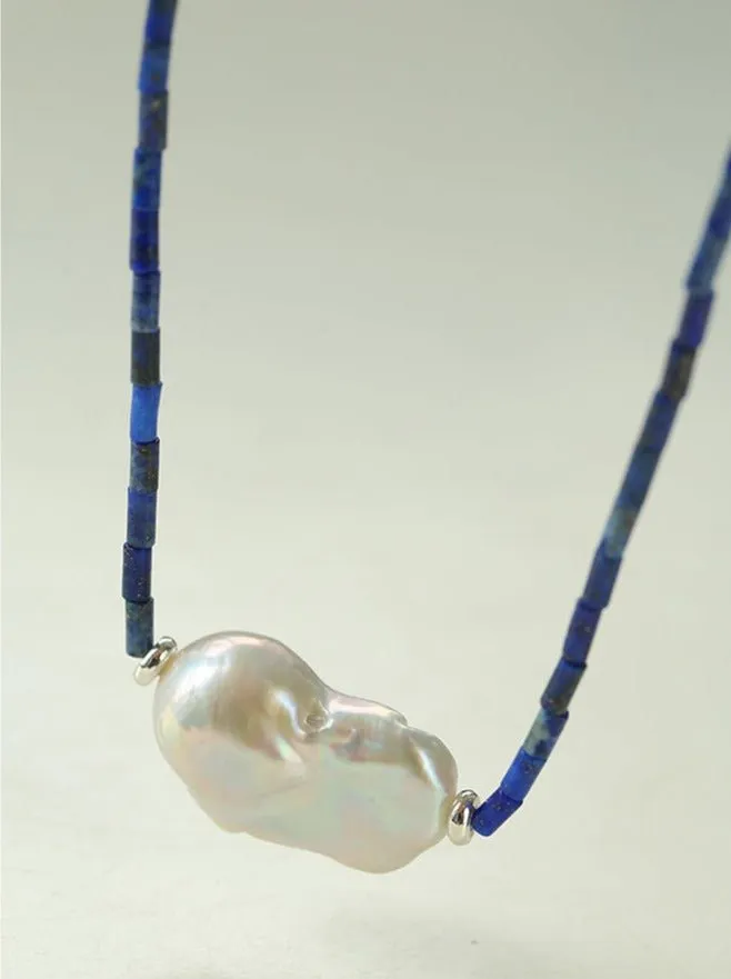 Lapis Lazuli Baroque Pearl Necklace