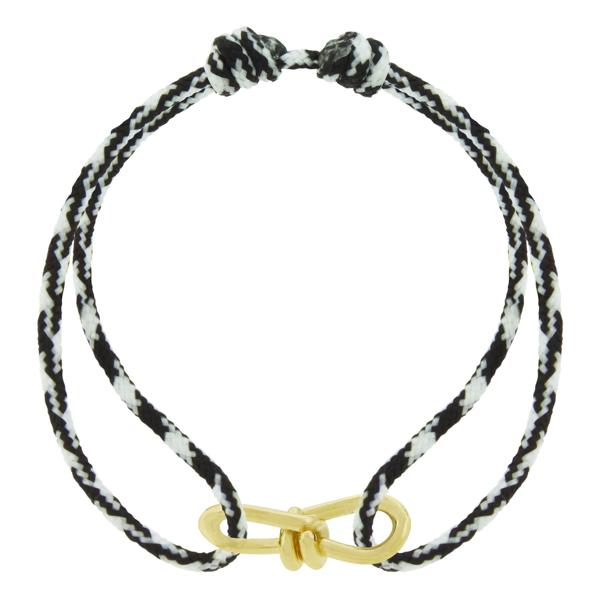 Large Twisted Gold Knot on Cord Bracelet