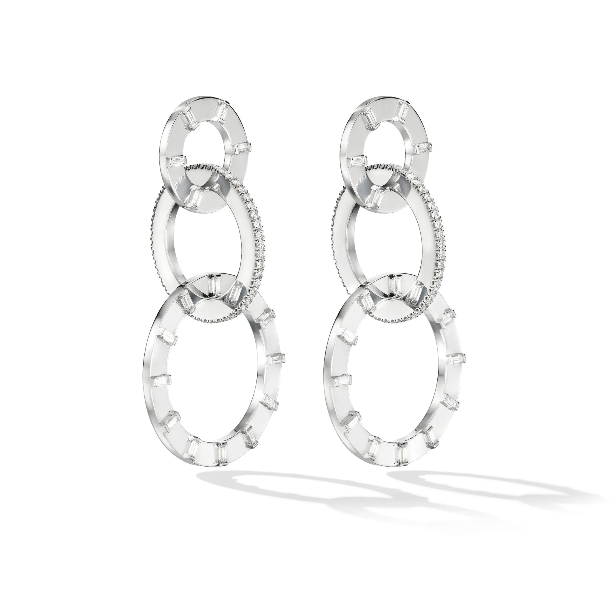 Large White Gold Unity Earrings with White Diamonds