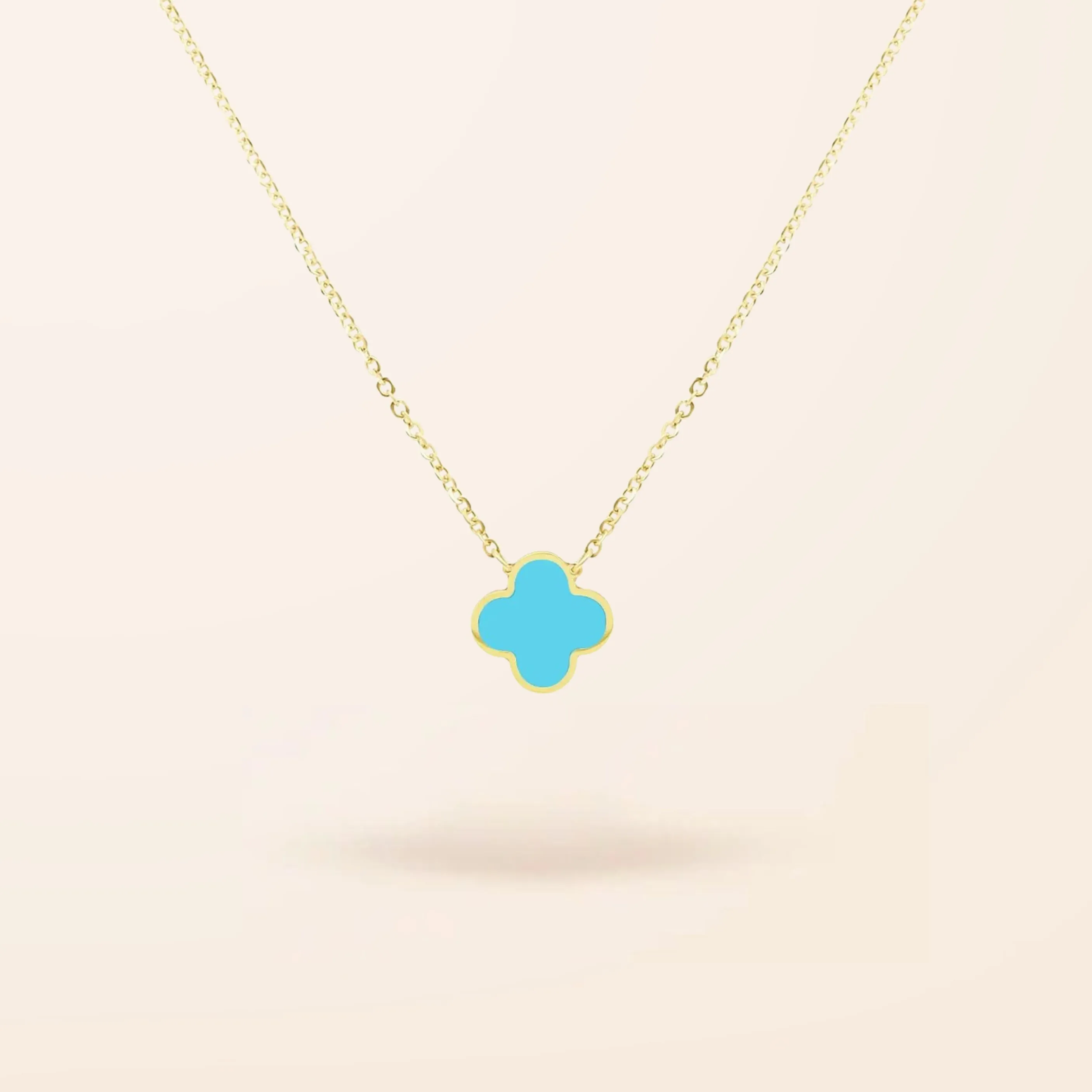 Limited Edition 14K Gold Mini Turquoise Clover Necklace