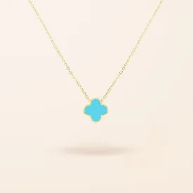 Limited Edition 14K Gold Mini Turquoise Clover Necklace