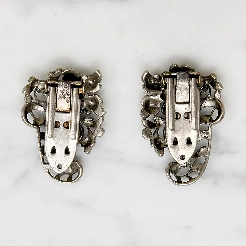 Matched Set Silver & Marcasite Nosegay Dress Clips