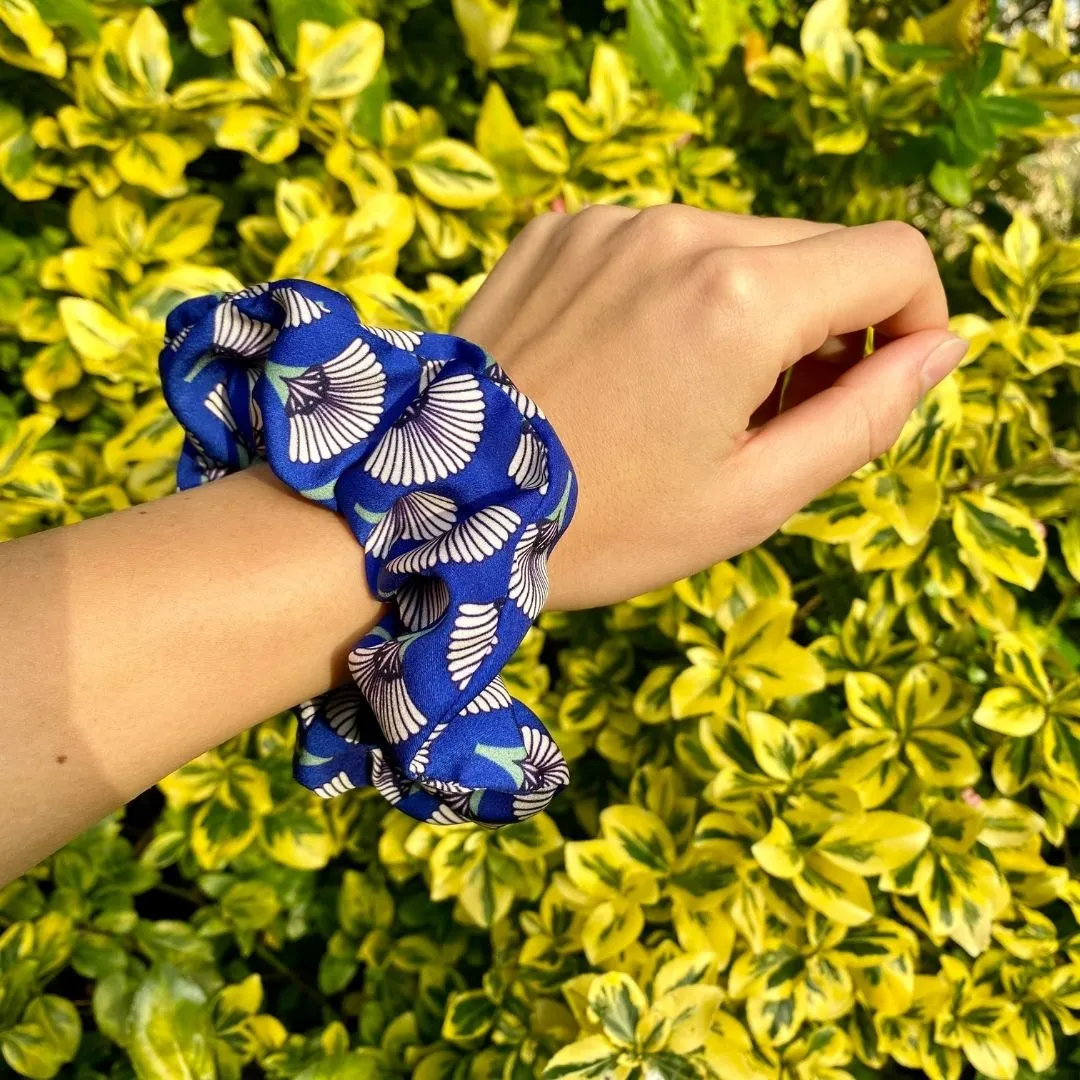 Matsuri Print Hair Scrunchie Blue