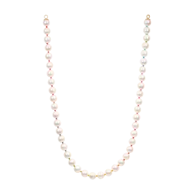 Medium White Akoya Pearl Strand with Rainbow Silk - 11787