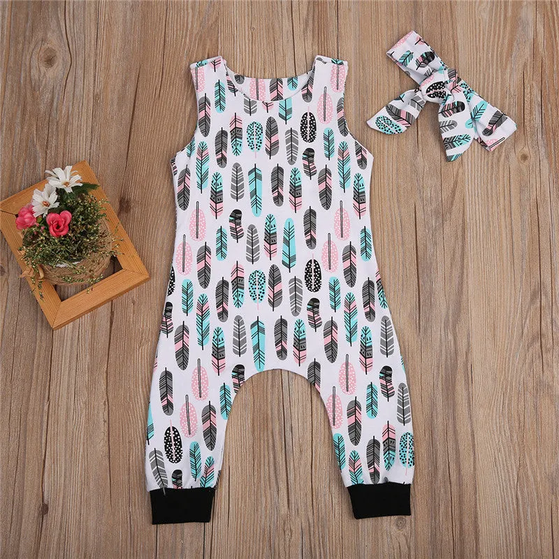 Pastel Feather Onesie with Headband