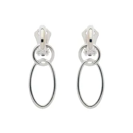 Platinum Double Hoop Clip Earrings