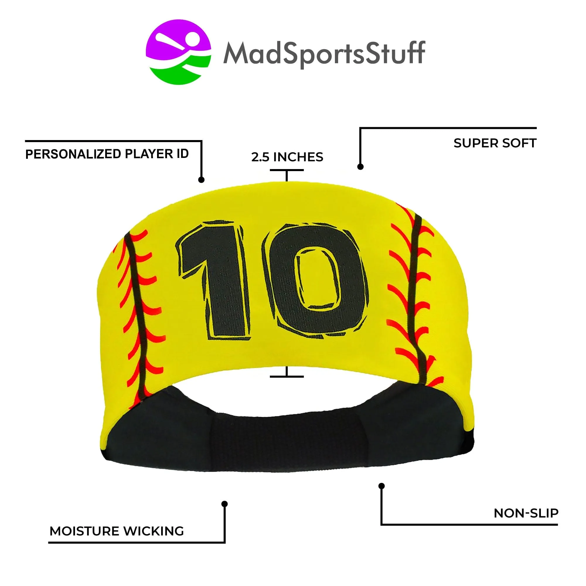 Player ID Softball Stitch Headband (numbers 00-39)