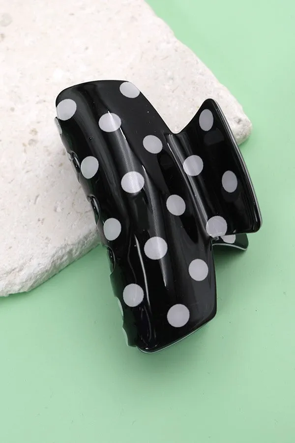 Polka Dot Black Claw Clips