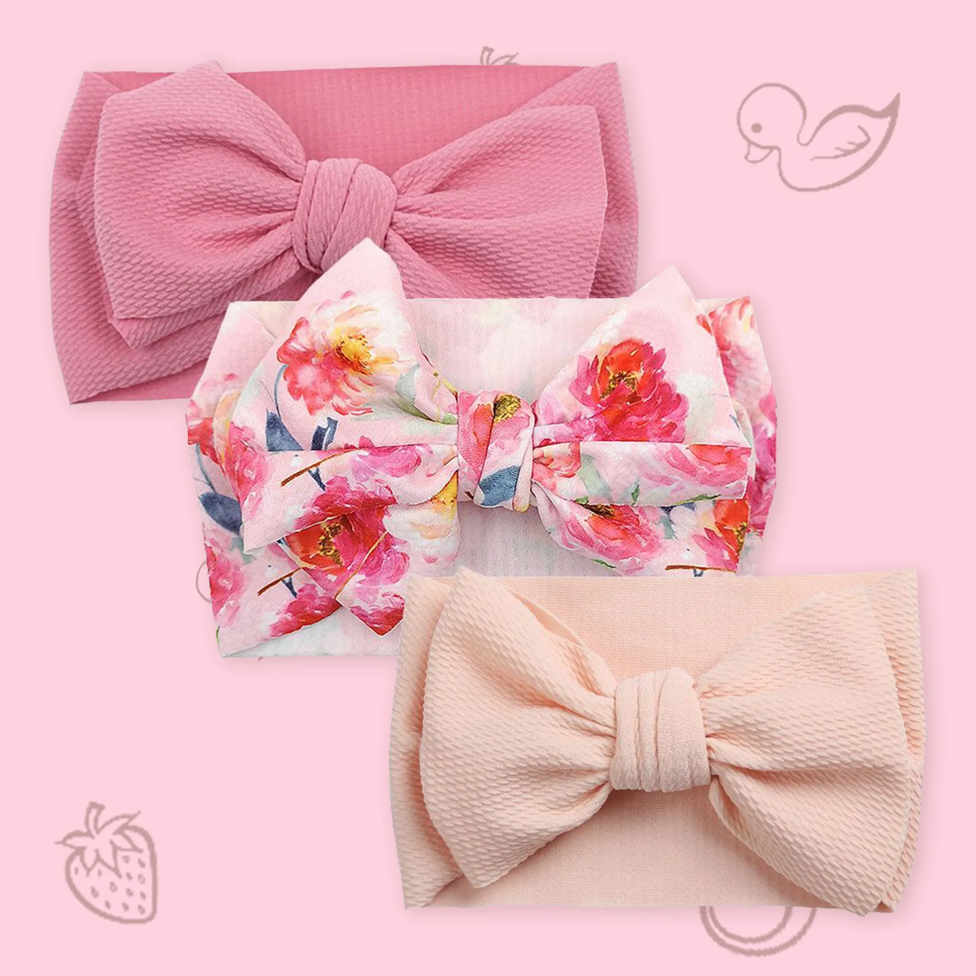 Polka Tots Floral Bow Headbands Set - Multicolor