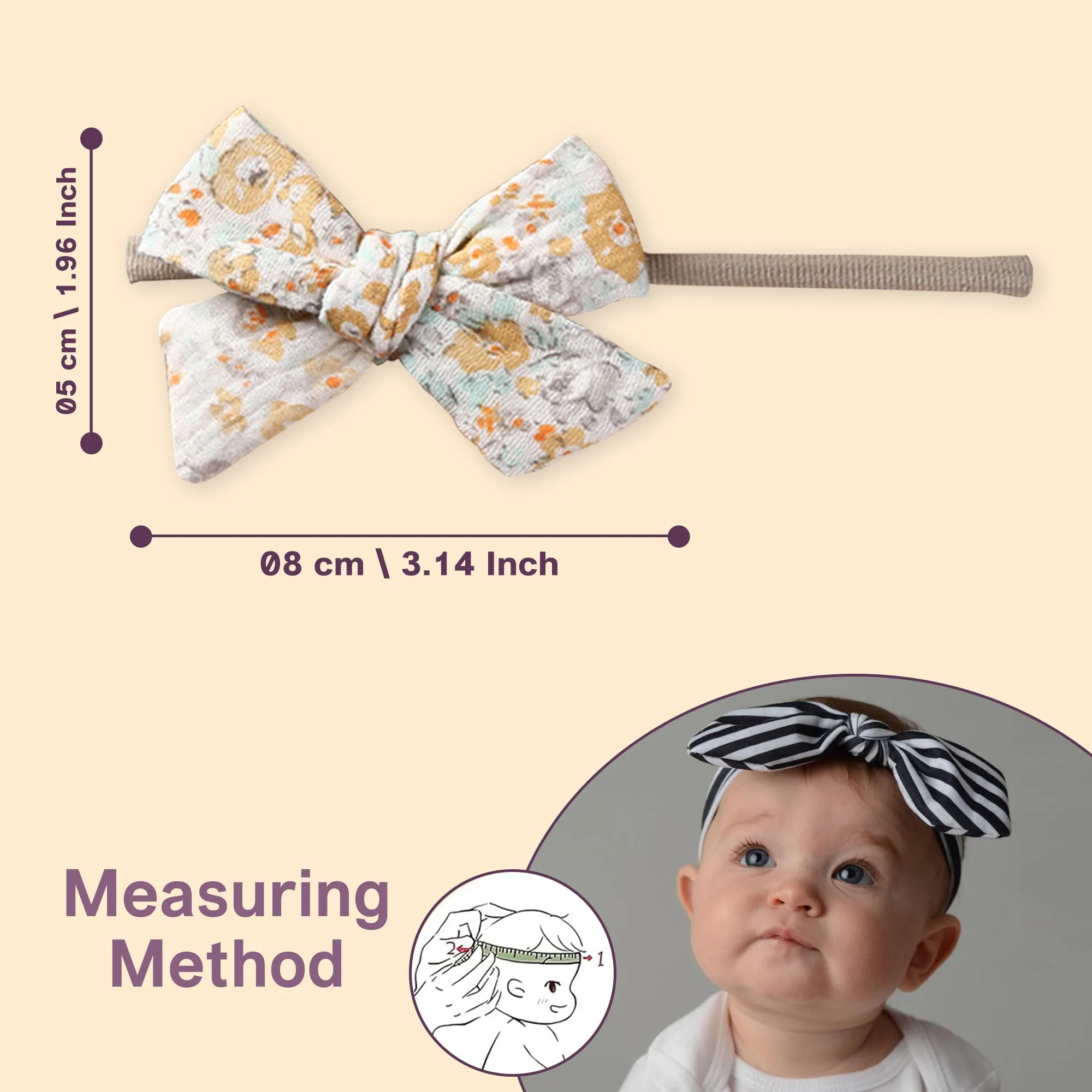 Polka Tots Floral Bow Headbands with Bib Set - Orange