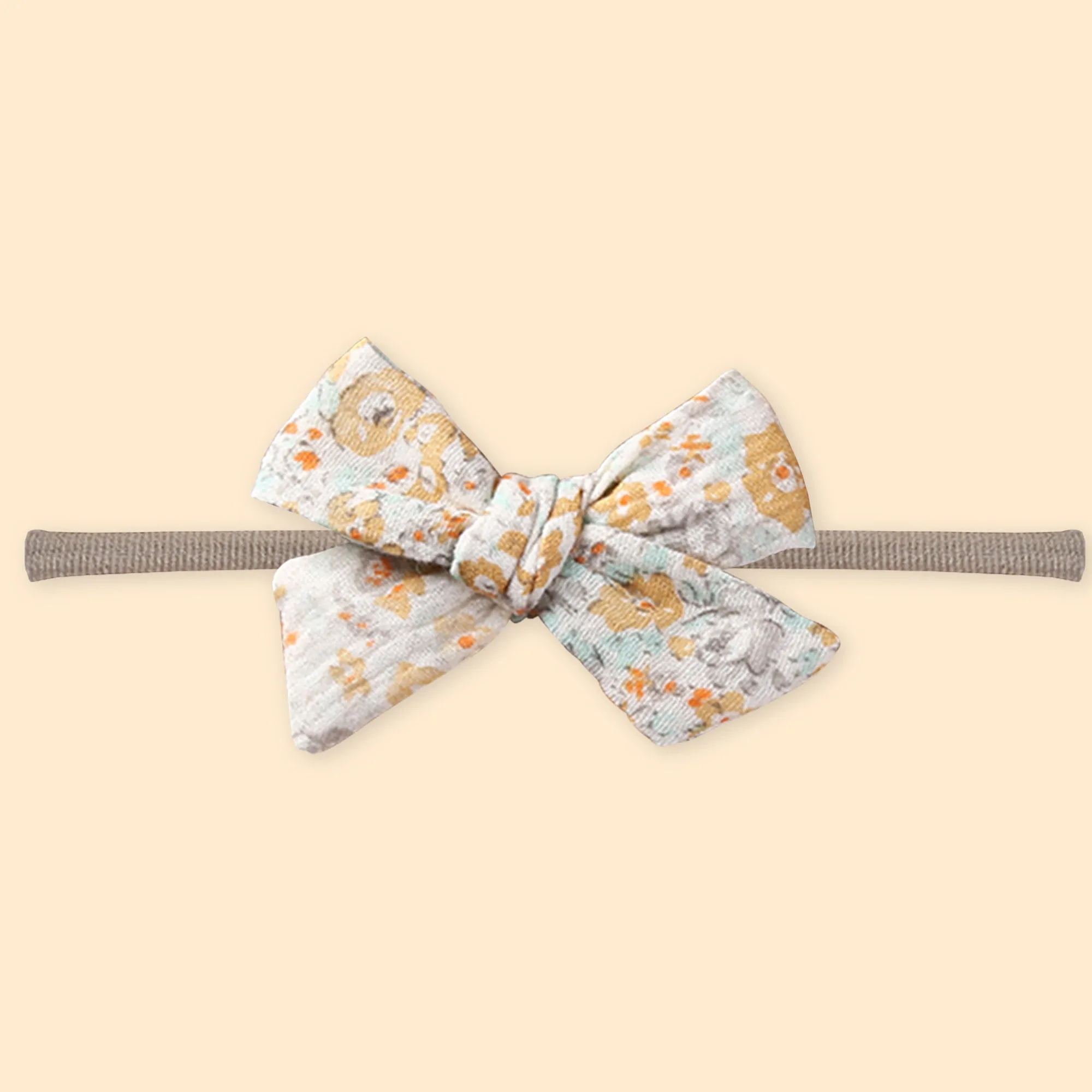 Polka Tots Floral Bow Headbands with Bib Set - Orange