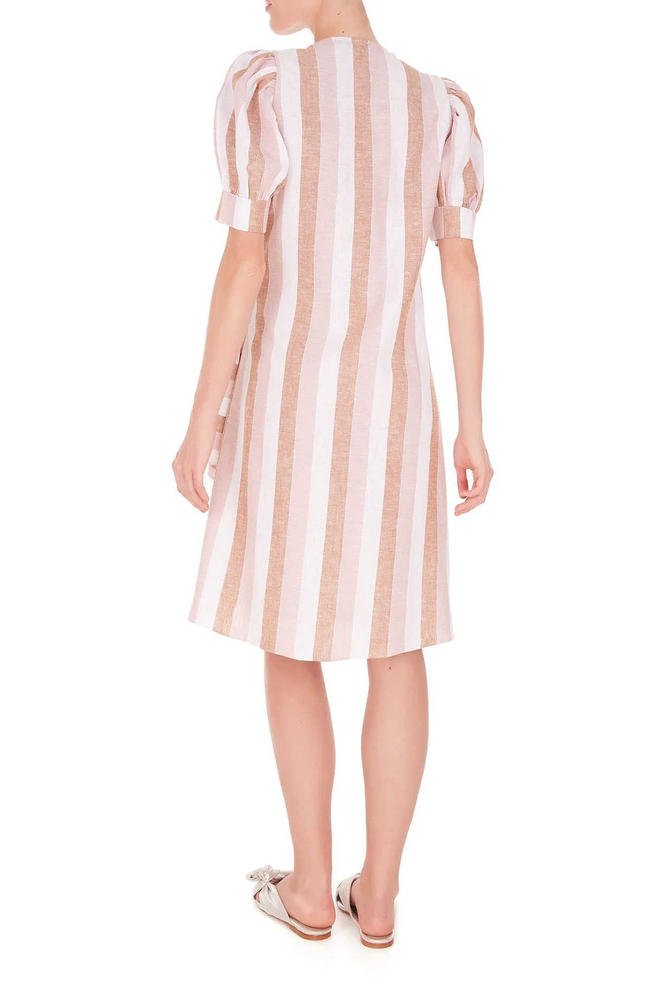 Porto Striped Short Dress With Knot Detail