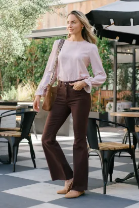 preorder - Ariana High Rise Tummy Control Dark Brown Flare Jeans