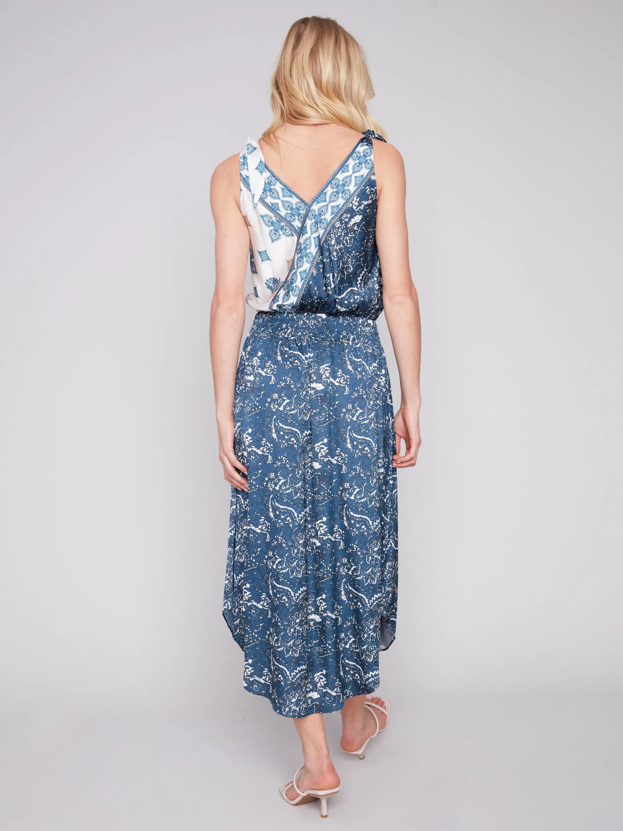 Printed Front Overlap Satin Dress - Paisley