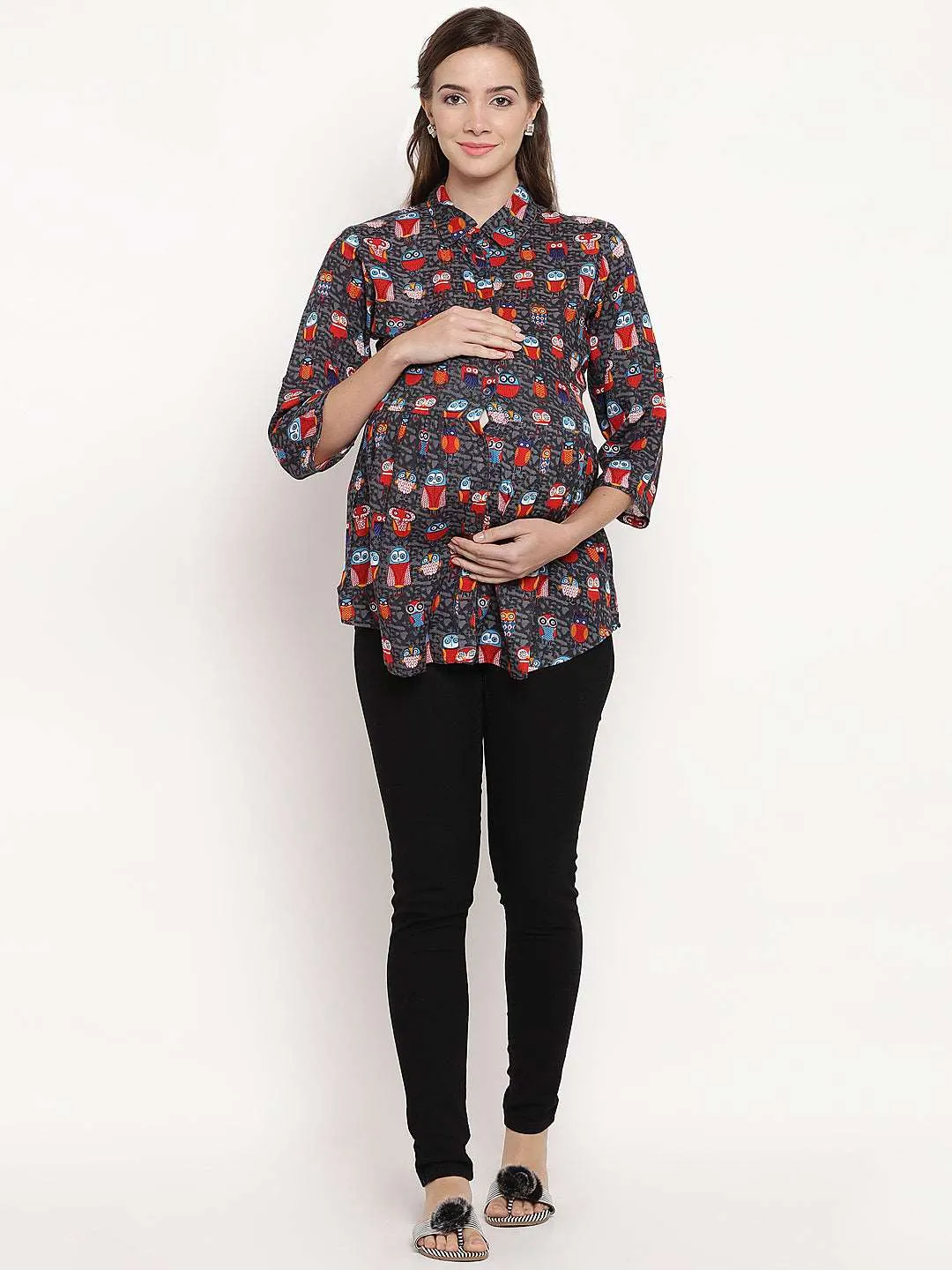 Printed Maternity and Feeding Top