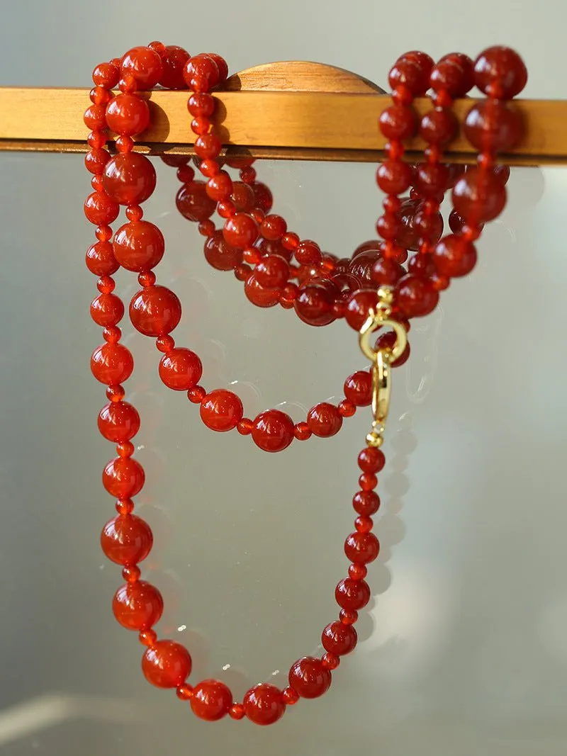 Red Onyx Crystal Long Necklaces