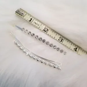 Rhinestone 2 Hair Pins Silver