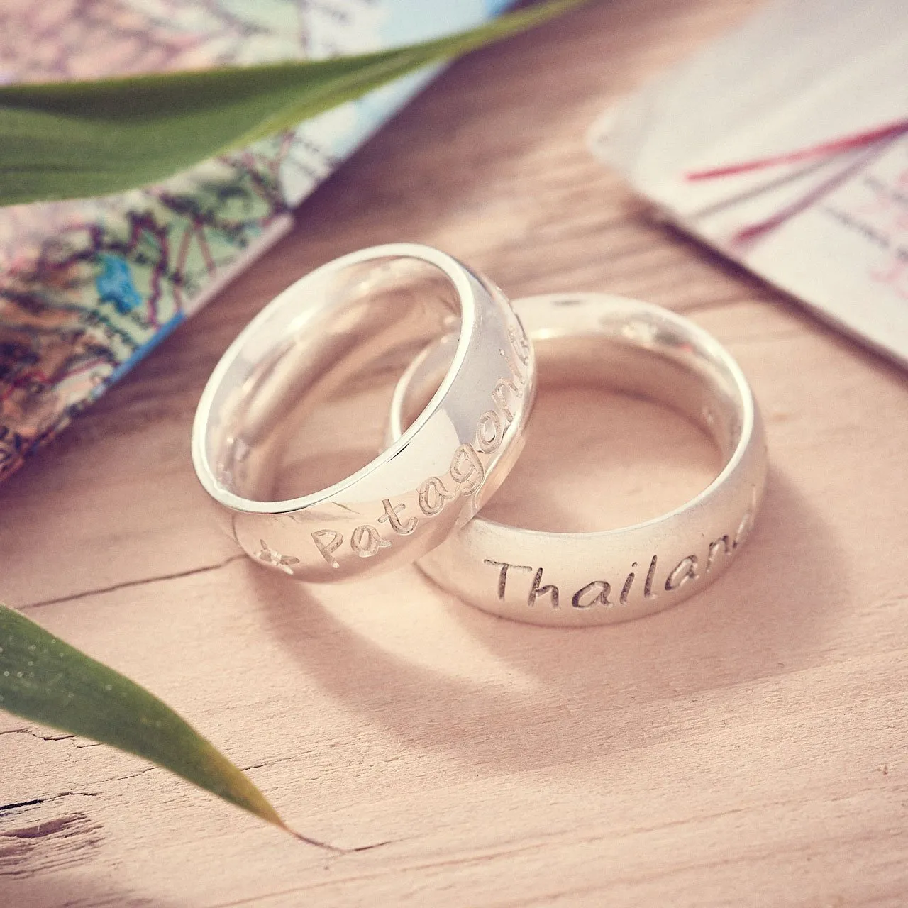 Round The World Personalised Silver Ring