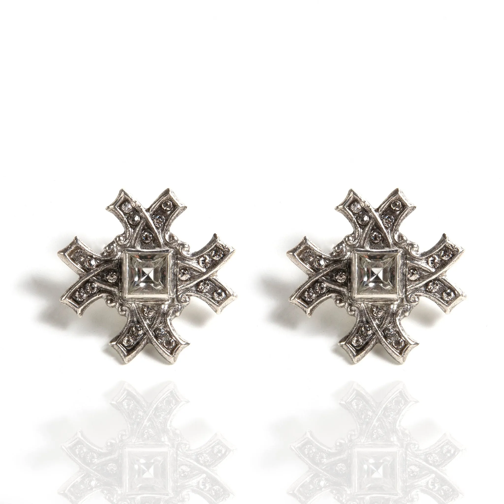 Saint Deco Cross Clip Earrings