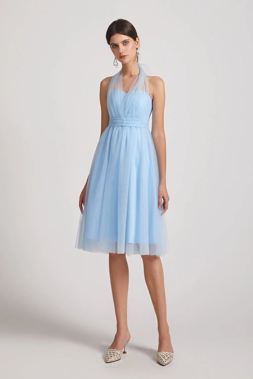 Short A-Line Tulle Convertible Sweetheart Bridesmaid Dresses (AF0184)