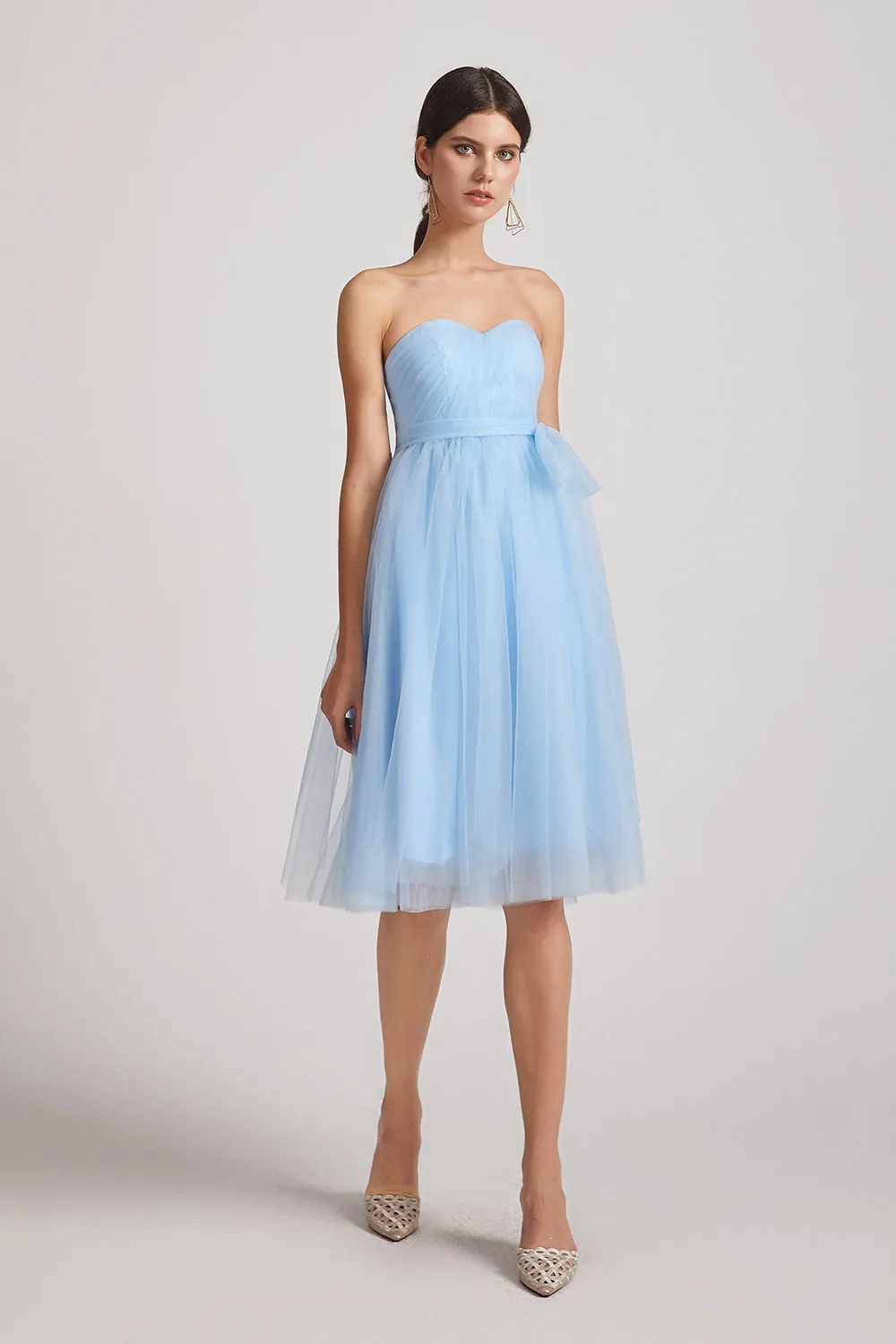 Short A-Line Tulle Convertible Sweetheart Bridesmaid Dresses (AF0184)