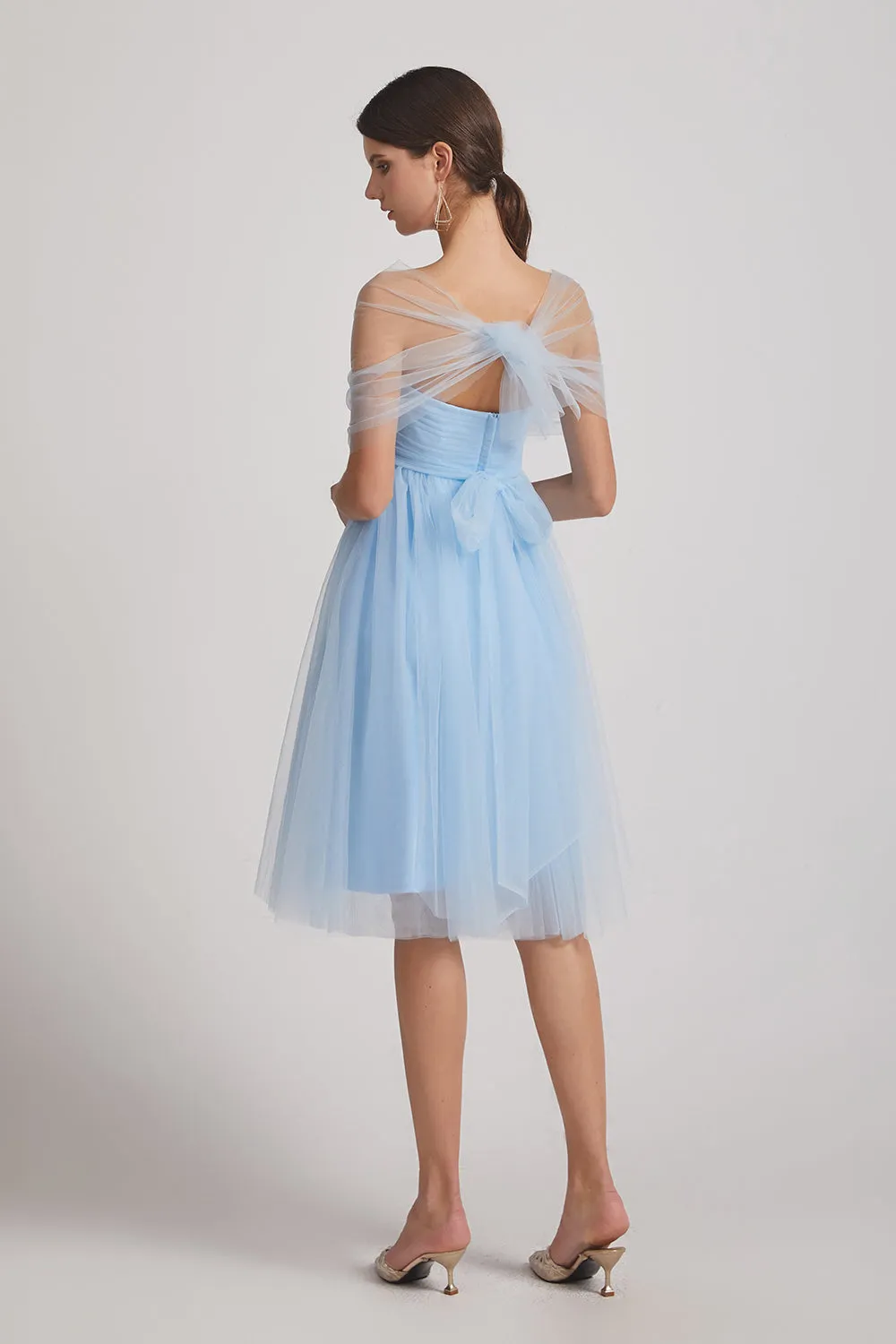 Short A-Line Tulle Convertible Sweetheart Bridesmaid Dresses (AF0184)