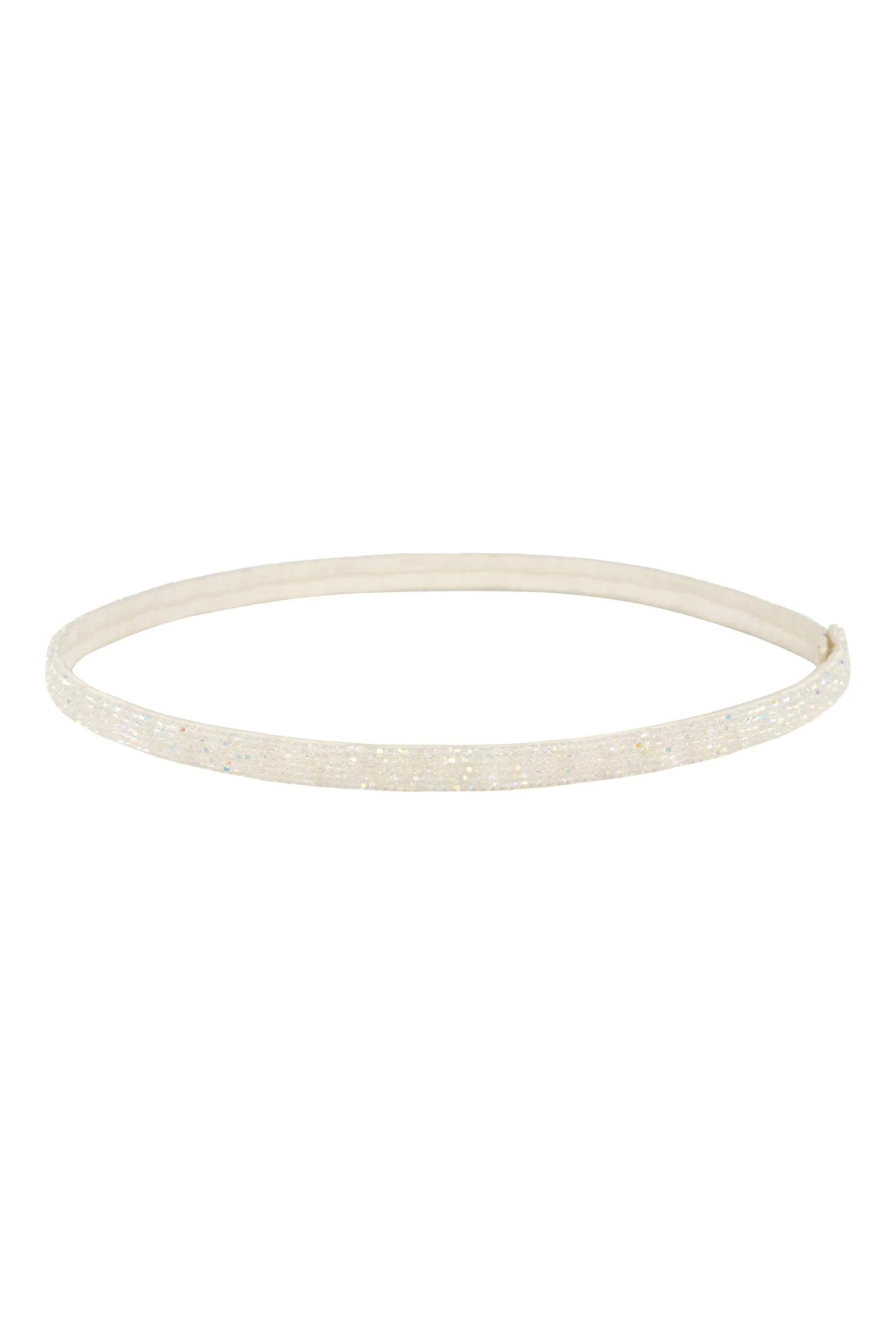 SKINNY HAND-EMBROIDERED CRYSTAL BELT IVORY