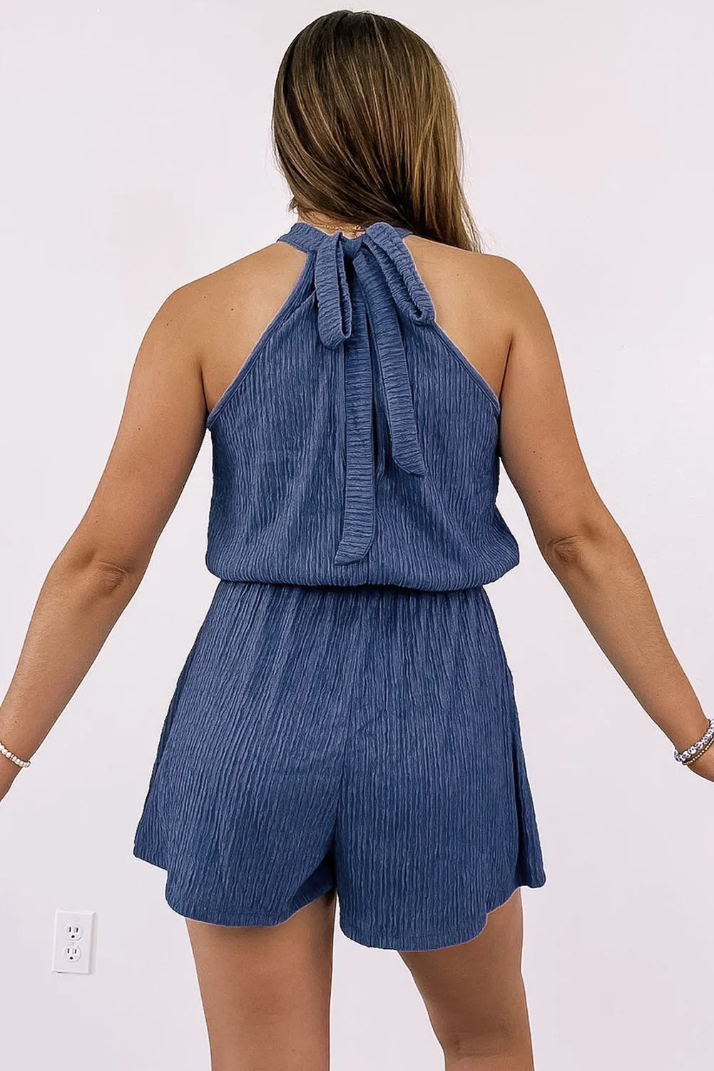 Sleeveless High Neck  Halter Neckline  Romper