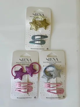 Small glitter stars ponytails with hair clip