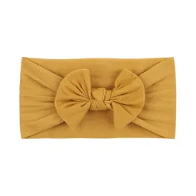 Soft Solid Colour Nylon Baby Headband in Mustard