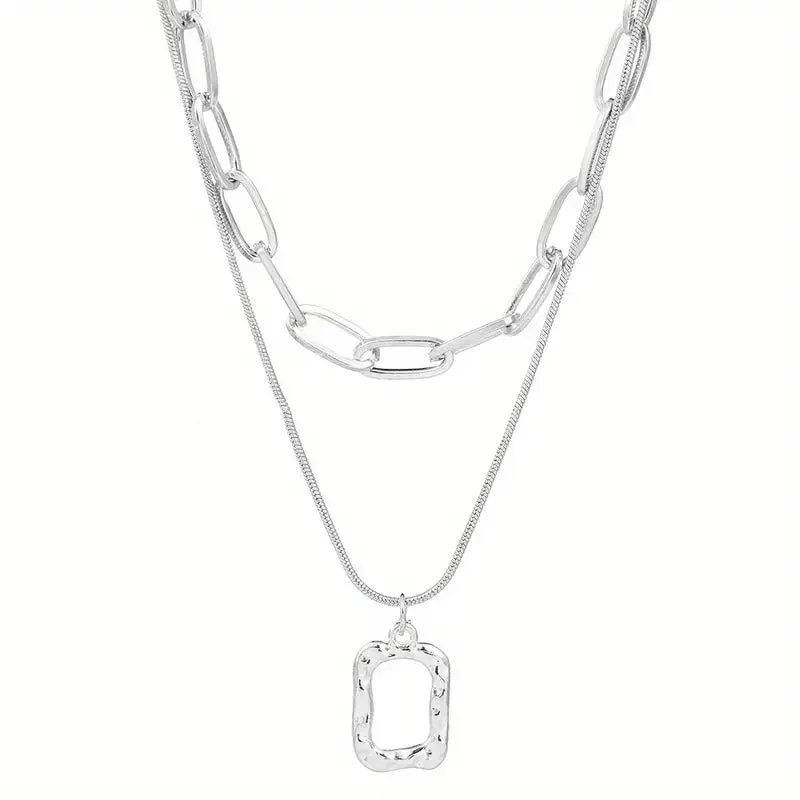 Square Double Layer Necklace only at Bling & Bloom's Boutique | Women's Silver Necklace | Gifts for Mom