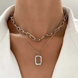 Square Double Layer Necklace only at Bling & Bloom's Boutique | Women's Silver Necklace | Gifts for Mom