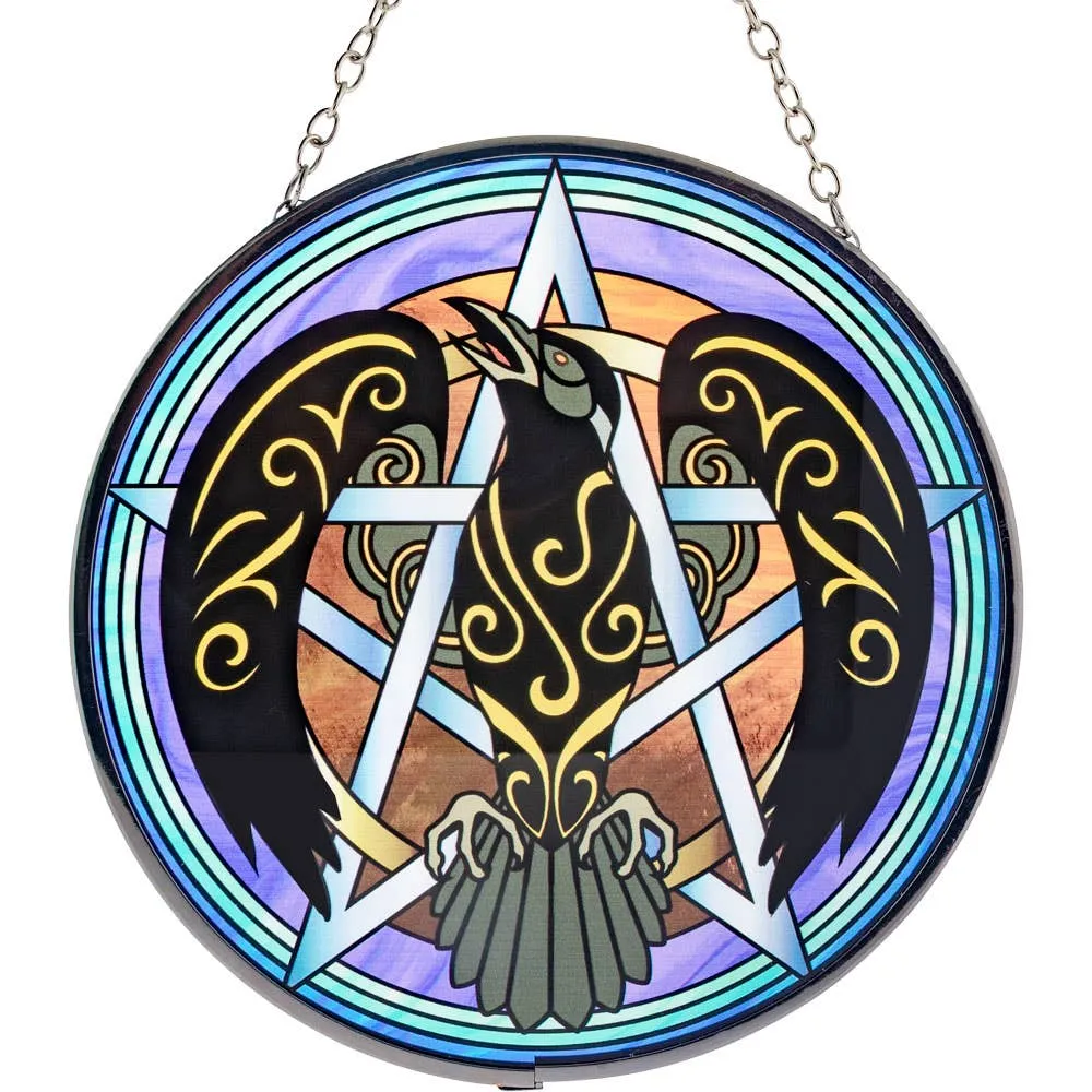 Stained Glass Sun Catcher ~ Celtic Raven