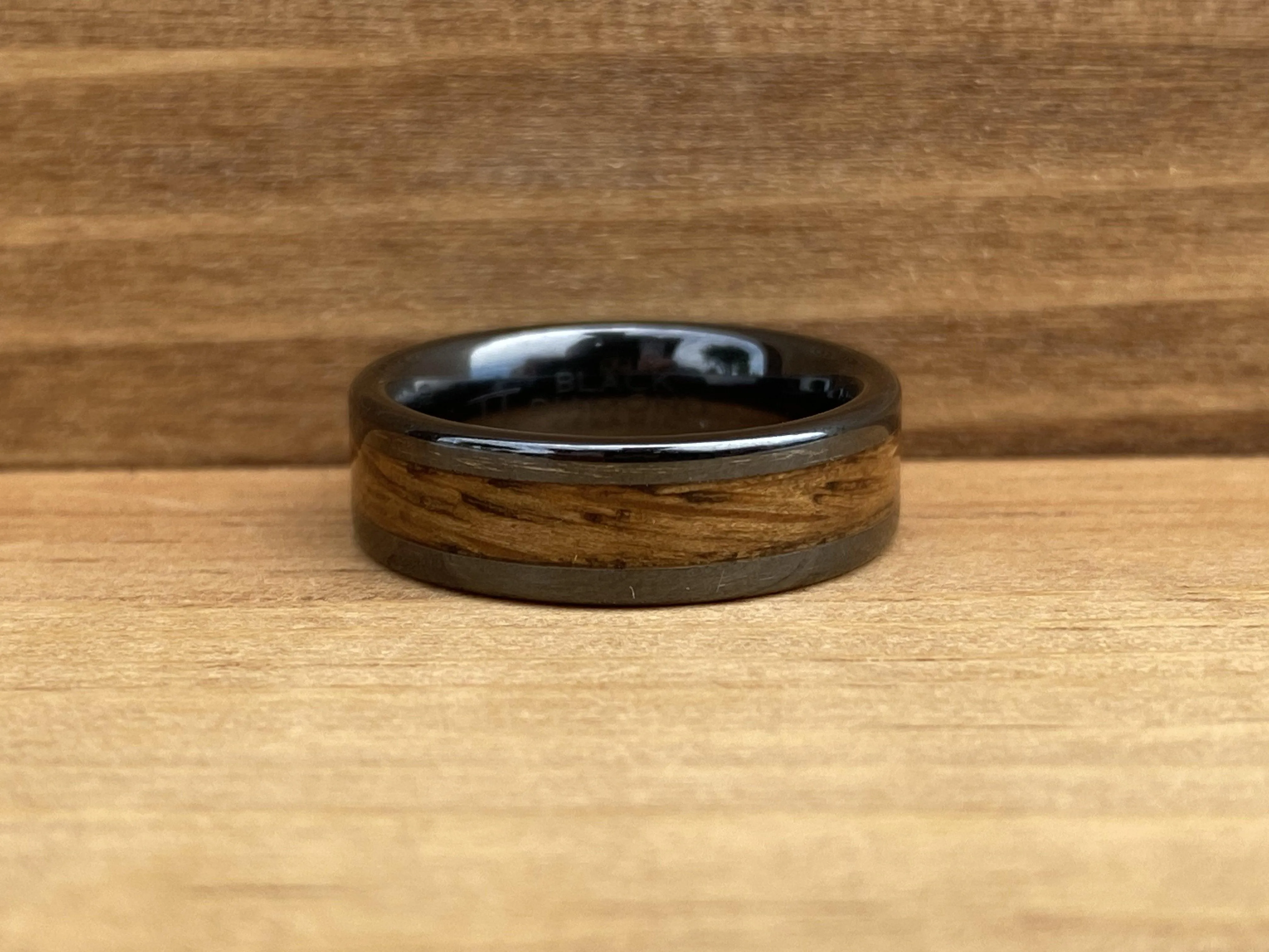 “The Bourbon Mini” 100% USA Made Build Your Own Ring Black Diamond Ceramic Pipe Cut 6mm High Polish Ring