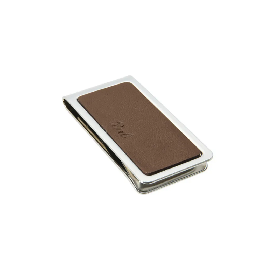 Tsubota Pearl Steel & Leather Money Clip