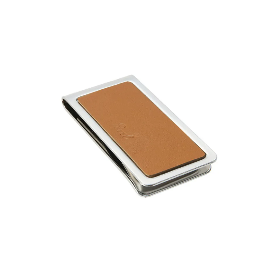 Tsubota Pearl Steel & Leather Money Clip