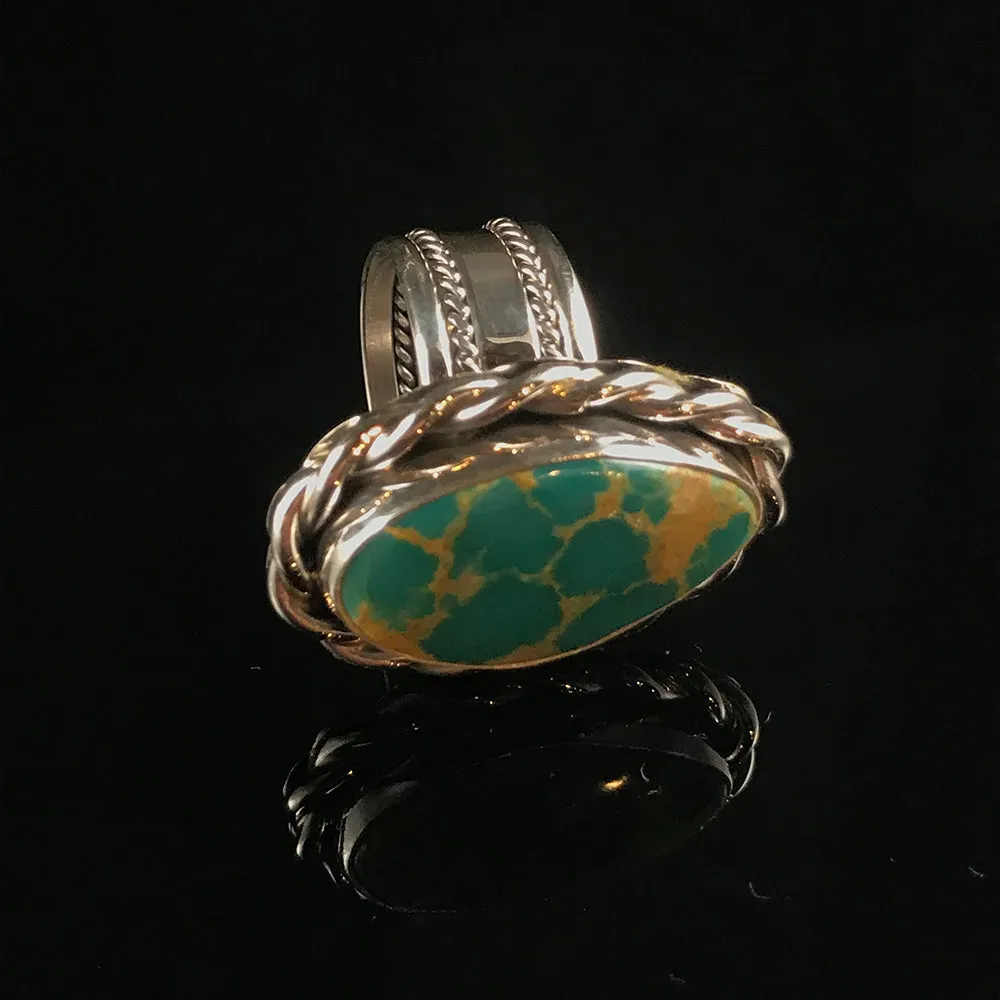 Turquoise & Braided Sterling Silver Ring