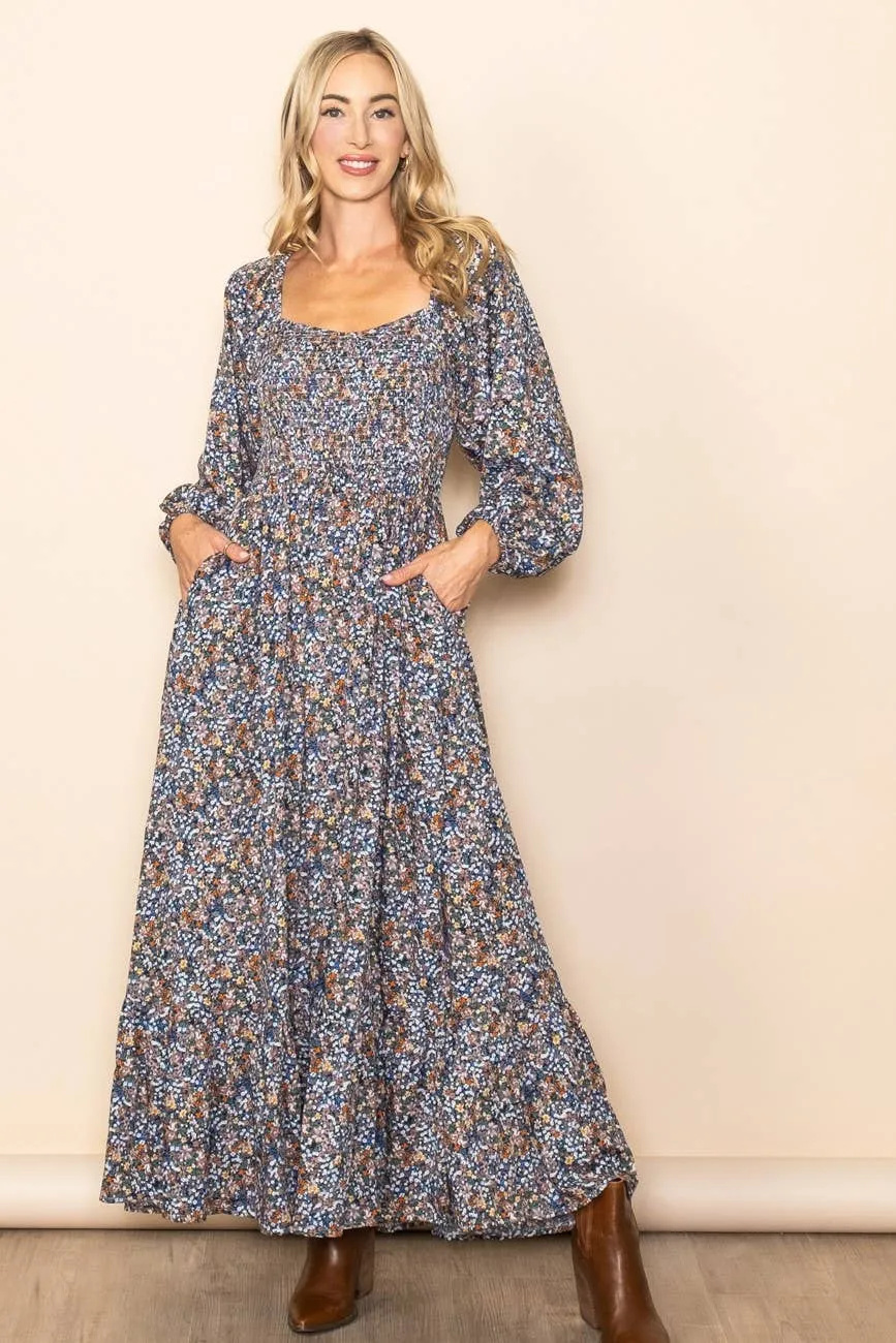 Wendy Smocked Sweatheart Maxi Dress