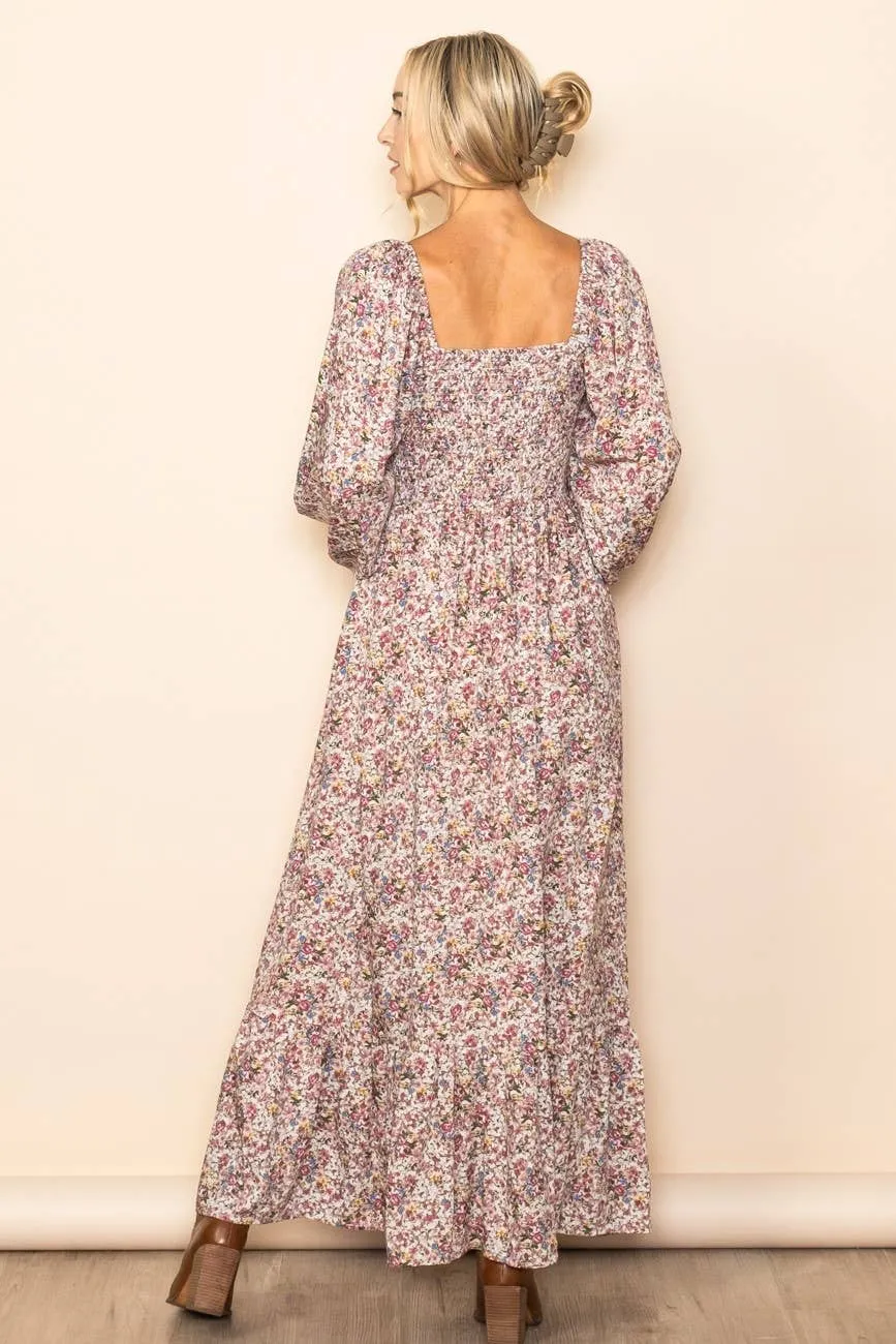 Wendy Smocked Sweatheart Maxi Dress