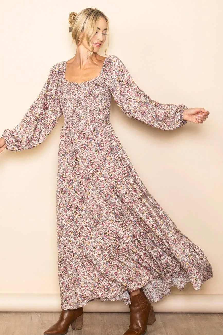 Wendy Smocked Sweatheart Maxi Dress