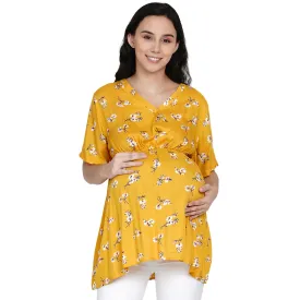 Yellow Floral Print Maternity and Pregnancy Top