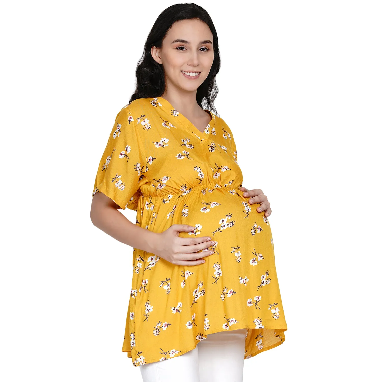 Yellow Floral Print Maternity and Pregnancy Top