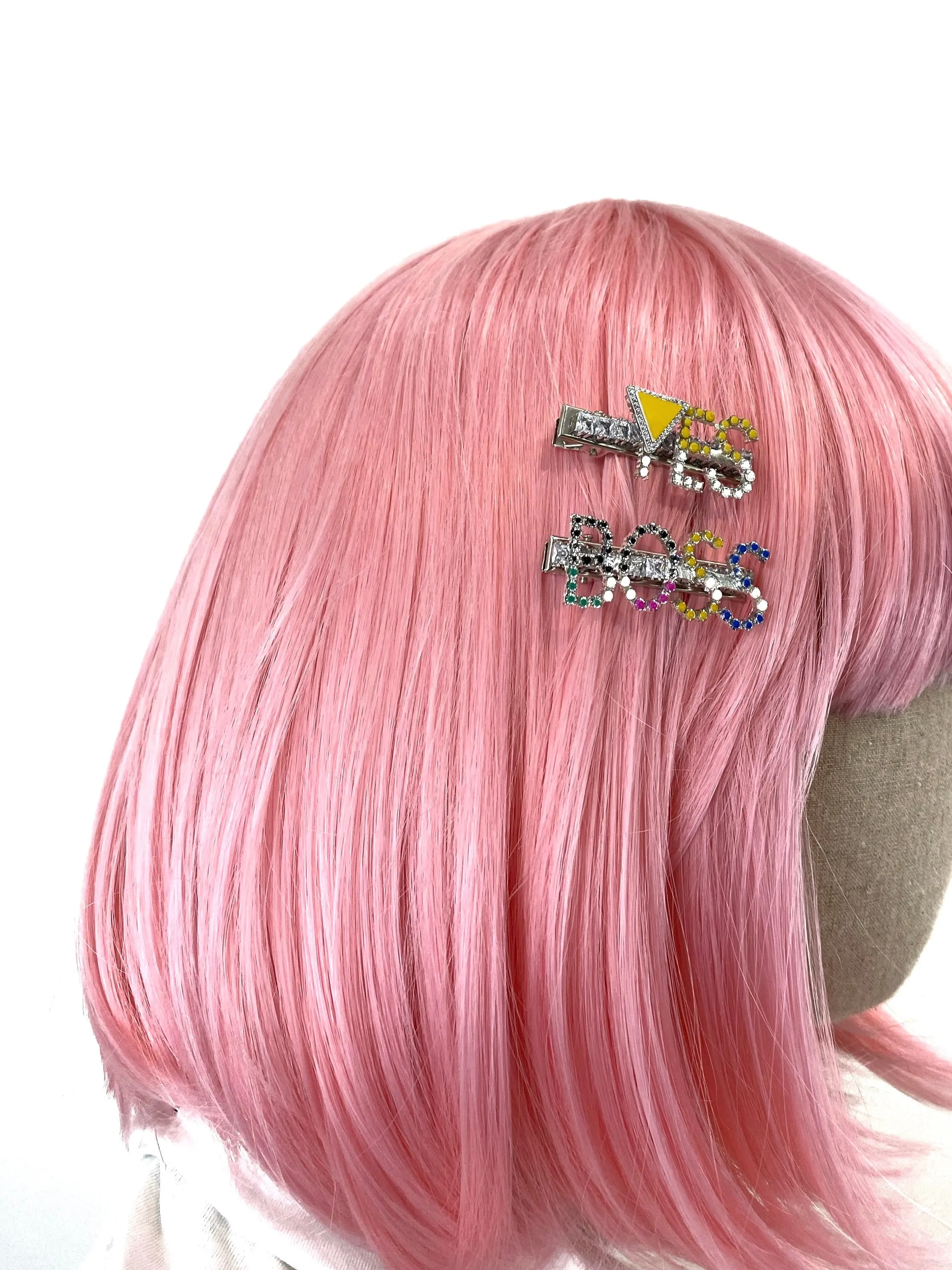 'Yes Boss' Crystal Embellished Hair Clips