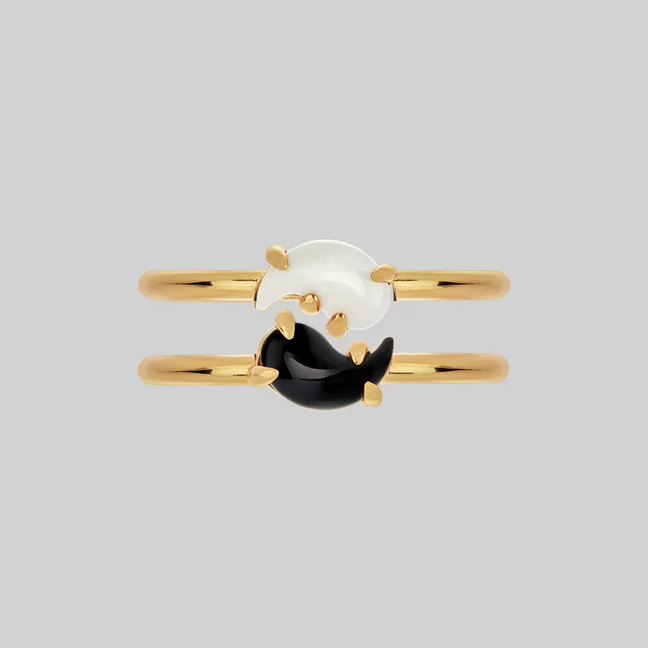 Yin & Yang Gemstone Rings - Gold